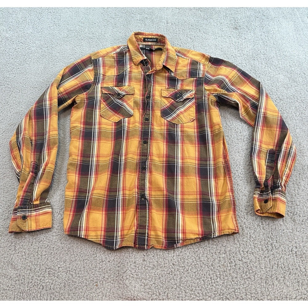 Carbon Shirt Mens Small Multicolor Plaid Button Up‎ Classic Fit Long Sleeve
